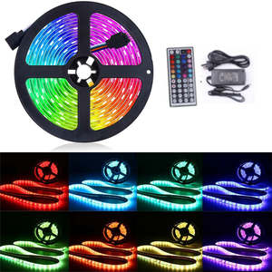 String Lights: 5M RGB 5050 SMD 12V Led Strip Light + Remote + Adapter