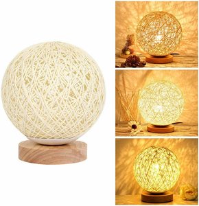 Lighting Bulbs: Rattan LED Table Desk Bedside Night Light Lamp 15cm
