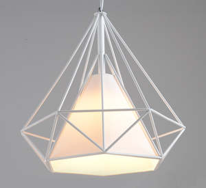 Pendant Lights: WHITE 28x28CM Diamond Shape Pendant Light Hanging Lamp