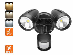 30W LED Security Light with Motion Sensor Outdoor Twin Spotlight Garage IP54