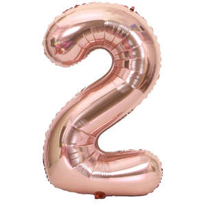 2 Rose Gold Jumbo Numbers 100cm 40" Helium Quality Foil Balloons Number Giant