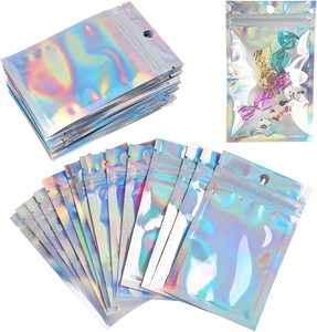 Home Storage: 50pcs 20 x 30cm Colorful Holographic Ziplock Mylar Bags