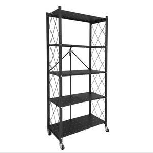 Home Storage: Folding Shelving Rack Black 5-Tier