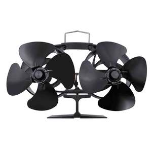 Heating Cooling: Two Heads Stove Fan Wood Log Burner Fireplace