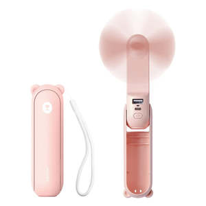 Heating Cooling: Handheld Mini Fan Portable USB Pocket Fan with Power Bank, Flashlight