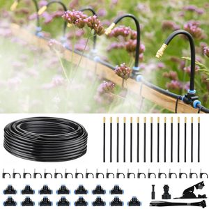 Outdoor Garden Farming: 15M Adjustable Watering Irrigation Misting System Kit