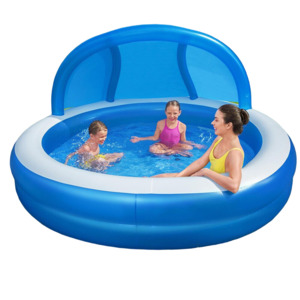 Swimming Pools Spas: Bestway 241x 241x140CM Inflatable Swim Center Family Pool with Sunshade