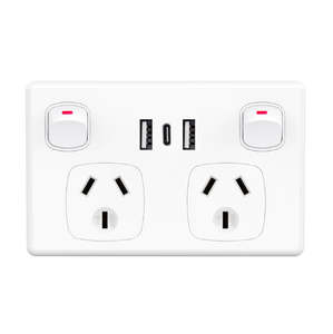 Electrical Equipment Supplies: USB Type C Wall Socket Power Point - White
