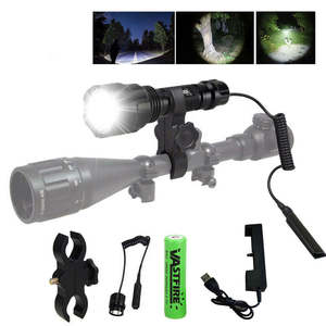 Hunting Shooting: Tactical White Flashlight Hunting Torch Light Camping Lamp Scope Mount