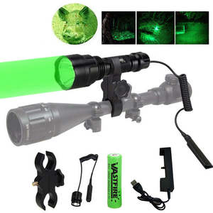 Hunting Shooting: Tactical Green Flashlight Hunting Torch Light Camping Lamp Scope Gun Mount