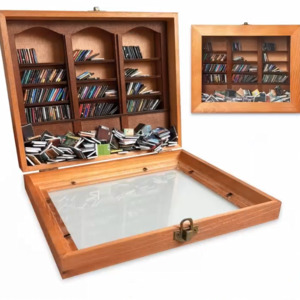 Anxiety Bookshelf Miniature Display Shelf,Contains 200 Miniature Book Models