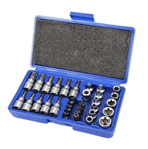 34X E Torx Socket Set Female Start Bit External Hex Torque Tool Garage Car 3/8"