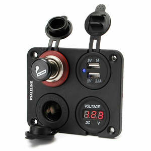 Car Panels And Sockets: 12V-24V Dual Car Cigarette Lighter Plug Socket Dual USB Port Charger Voltmeter