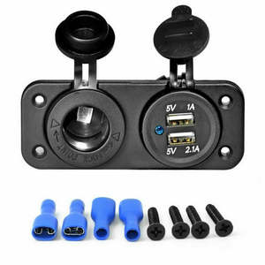 Car Panels And Sockets: 12V Car Cigarette Lighter Socket 2.1A Dual USB Charger Power Outlet