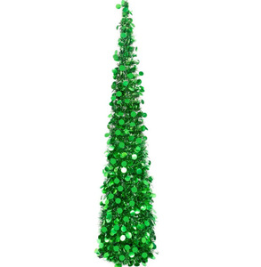 Decorations: 1.5M Collapsible Christmas Tinsel Tree Pop Up Artificial Xmas Tree
