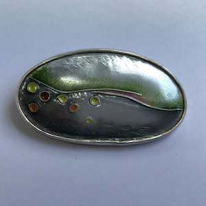 Brooch: Brooch, greys, abstract