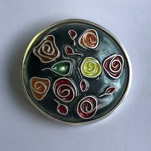 Brooch: Brooch, Roses on turquoise grey