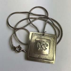 Pendant: pendant, patinated silver flower