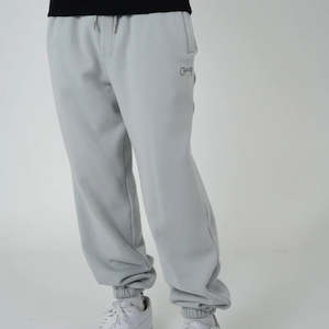 Bottoms: BASIC SCRIPT SUPERFLEECE TRACKPANTS - Light Grey