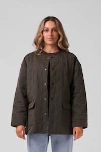 Womens Jackets: Quilted Jacket - Forest