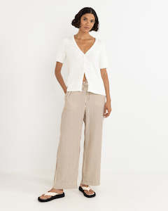 Womens Tops: ADELE SHORT SLEEVE KNIT CARDIGAN - WHITE