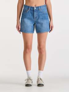 MID STRAIGHT SHORT BLUE LETTER