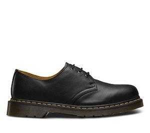 Boots: 1461 3 EYE SHOE BLACK SMOOTH