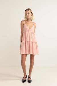 CLASSIC TIERED MINI DRESS - ROSE