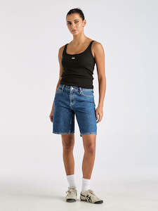 Womens Shorts: MID BAGGY SHORT BORN BLUE