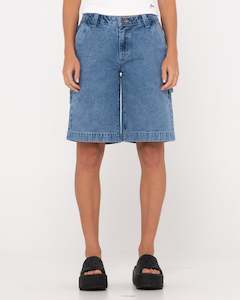 Womens Shorts: BILLIE LOW RISE CARPENTER JORT - MIDDY BLUE