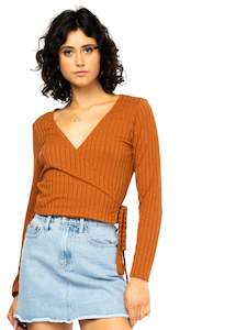 Fashion Tops: MOONLIGHT WRAP TOP - Rust