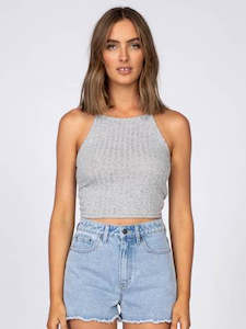 CAMILLE HALTERNECK TOP - Grey Marle