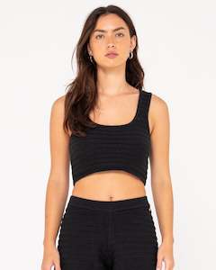 Womens Knitwear: ELBA KNIT CROP TOP - BLACK