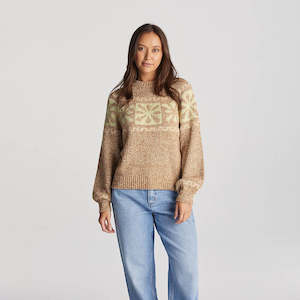 Womens Knitwear: DAISY CHAIN KNIT SWEATER CARAMEL LIME