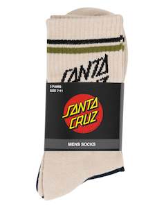 Socks: SC Link Stripe Crew Sock - NATURAL-NAVY-WHITE