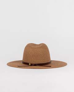 Sun Hats: GISELE STRAW HAT - CHOC / HONEY