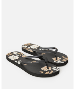 Jandals: MIXED BLOOM OPEN TOE - BLACK