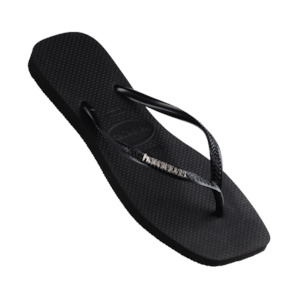 Jandals: Slim Square Logo Metallic 2976 - Black/Silver