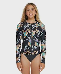 GIRLS BAHIA FZ LS RASH VEST - 3S17 AUST/AUST/BLK