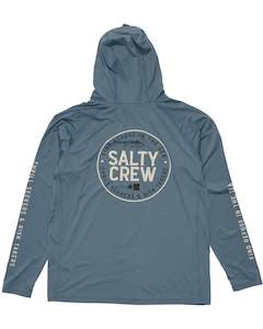 Salty Crew: SKIPPER HOOD SUNSHIRT W MASK-STORM