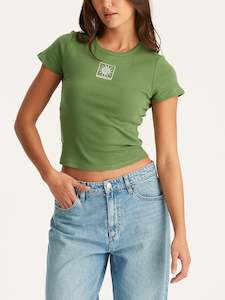 Wrangler: SUN SPIRAL STAPLE RIB TEE ELM GREEN