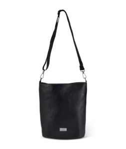 STRAPPED PU SHOULDER BAG - BLACK