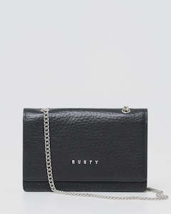 Handbags: HONOUR LEATHER CHAIN BAG - BLACK