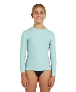 Rashvests: GIRLS CLASSIC UV LS RASH VEST - 8G51 SEAFM/ CGREY