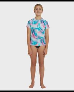 GIRLS BAHIA UV SS RASH TEE - 8G58 WVDY/WVDY