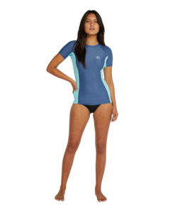 WMNS CLASSIC SS UV RASH VEST - 8G33 NVY/AQU