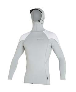 Rashvests: TRVLR LS HOODED RASH VEST - Dp1 Coolgry/Wht/Wht