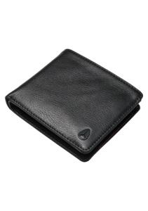 Accessories: Pass Leather Coin Wallet - Black