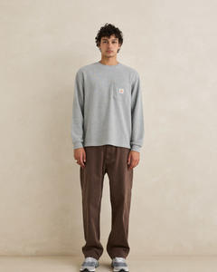 Mens: VINTAGE POCKET LS WAFFLE - GREY HEATHER
