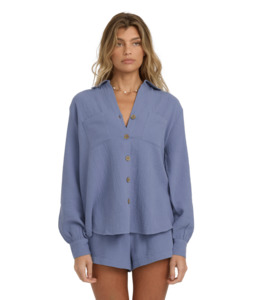 Womens: SWEET SWELL LS WVN - STONE BLUE